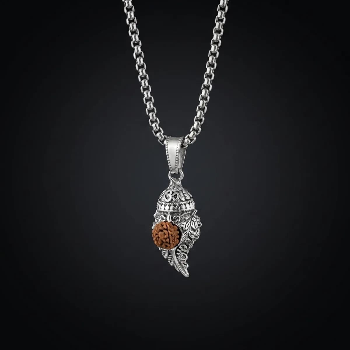 Silver Plated 5 Mukhi Rudraksh Shankh Mala — photo 4